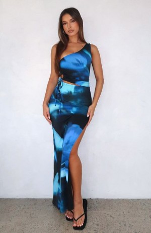 White Fox Boutique All Inclusive Maxi Dress Navy / Blue | USA-90461YVER