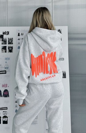 White Fox Boutique Archive 6.0 Oversized Hoodie White / Orange | USA-97054TJDV