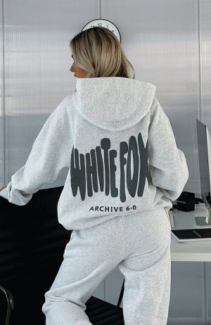 White Fox Boutique Archive 6.0 Oversized Hoodie White / Grey | USA-93567UDGF