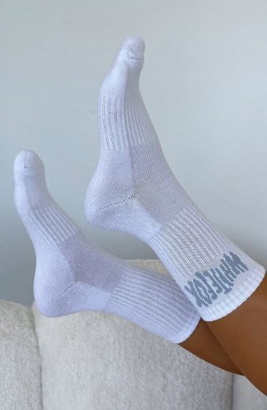 White Fox Boutique Archive 6.0 Socks White / Blue | USA-37259EWHP