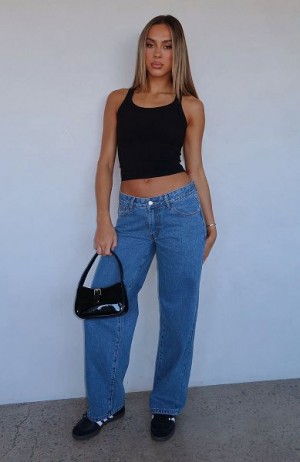 White Fox Boutique Bring The Style Low Rise Wide Leg Jeans Blue | USA-70613MLYT