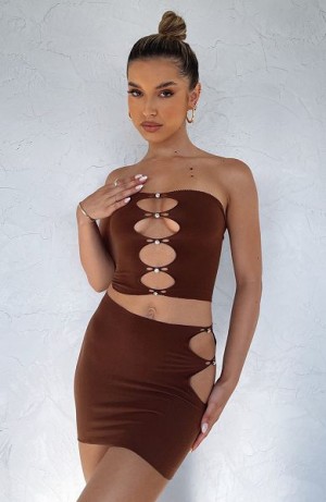 White Fox Boutique Built Like This Mini Skirts Chocolate | USA-35468BSVD