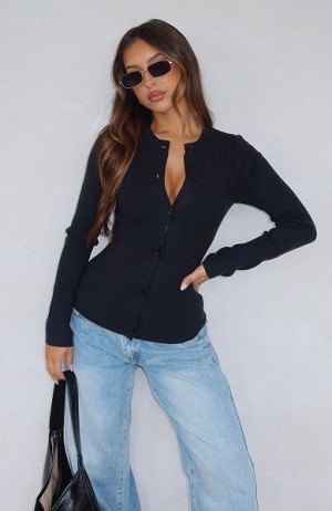 White Fox Boutique Can't Justify It Long Sleeve Knit Tops Black | USA-69845DRCF