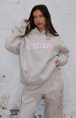 White Fox Boutique Capsule 9 Catch A Vibe Oversized Hoodie Grey / White | USA-31524UWVE