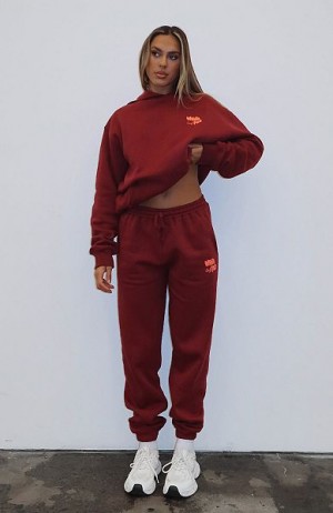 White Fox Boutique Capsule 9 Star Of The Moment Sweatpants Burgundy | USA-70596TKRU