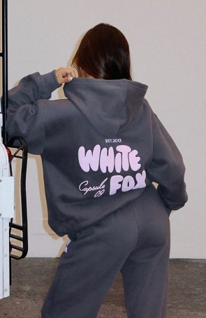 White Fox Boutique Capsule 9 Star Of The Moment Oversized Hoodie Grey / Pink | USA-65401DIGS