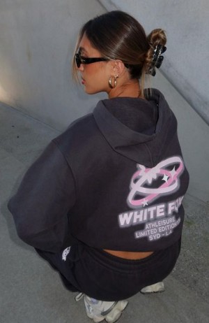 White Fox Boutique Creating Art Oversized Hoodie Grey | USA-14759KTVQ