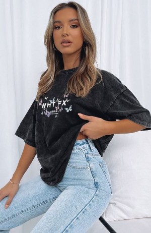 White Fox Boutique Dare To Dream Oversized T-shirt Black | USA-58643QFBL