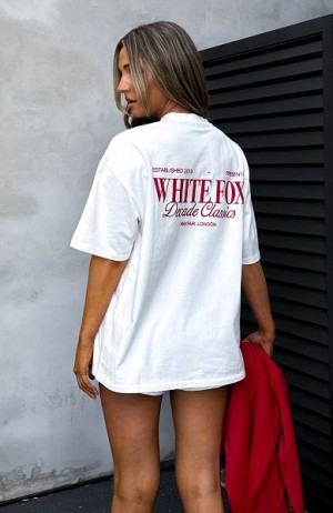 White Fox Boutique Decade Classics Essential Oversized T-shirt White | USA-46132RZBX