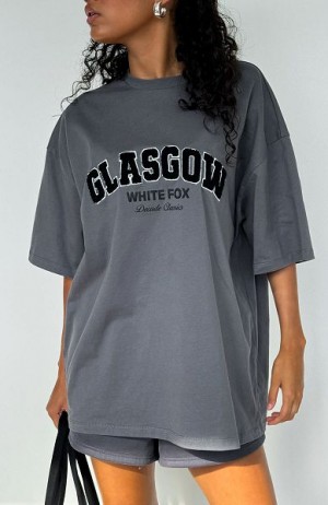 White Fox Boutique Decade Classics Global Oversized T-shirt Grey / Wblack | USA-08624LSHR