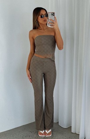 White Fox Boutique Don't Mention It Pants Brown | USA-53027HVNB