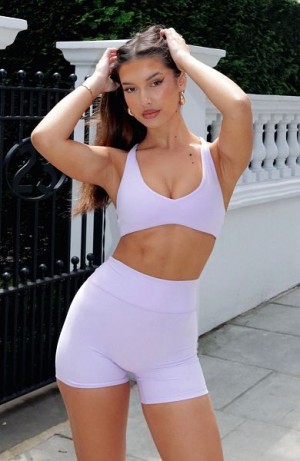 White Fox Boutique Energize Me Sports Bra Purple | USA-37142KTWN