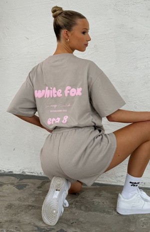 White Fox Boutique Era 8 Oversized T-shirt Beige / Pink | USA-90572BDWM