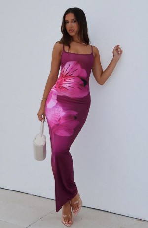 White Fox Boutique Feeling The Heat Maxi Dress Pink / Burgundy | USA-23846ZUWY