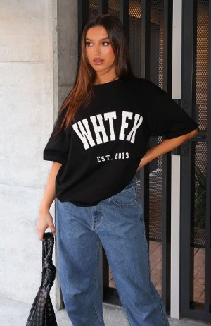 White Fox Boutique Give It Away Oversized T-shirt Black | USA-98501DFBP