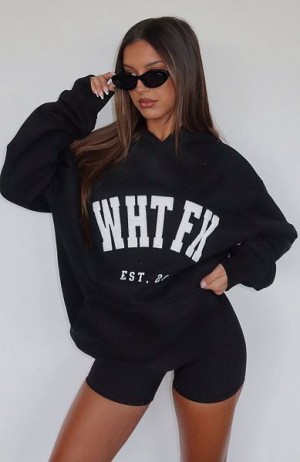 White Fox Boutique Give It Away Oversized Hoodie Black | USA-25913MYBT