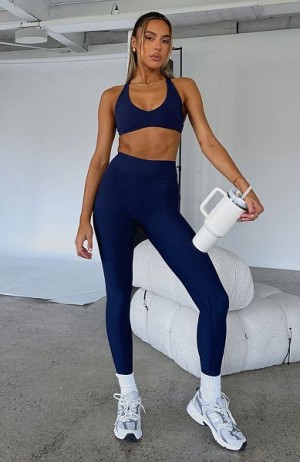 White Fox Boutique Go Getter High Waisted Leggings Navy | USA-85430IHEX