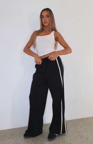 White Fox Boutique Good For You Track Pants Black | USA-27610WXEL