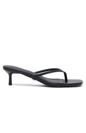 White Fox Boutique Hamptons Thong Heels Black | USA-46305LWME