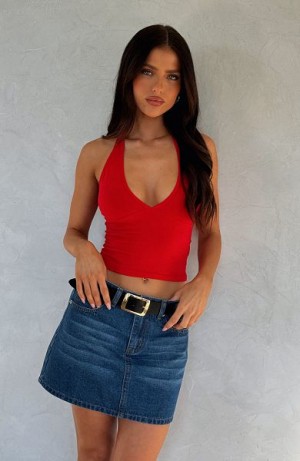 White Fox Boutique Have To Getaway Halter Tops Red | USA-68732GQZJ