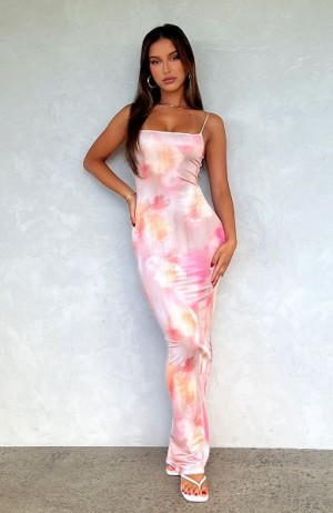 White Fox Boutique How Many Time's Maxi Dress White / Pink | USA-71645EOVW