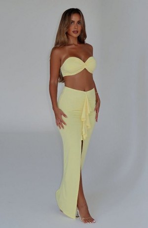 White Fox Boutique In Her Element Maxi Skirts Yellow | USA-01574POQA