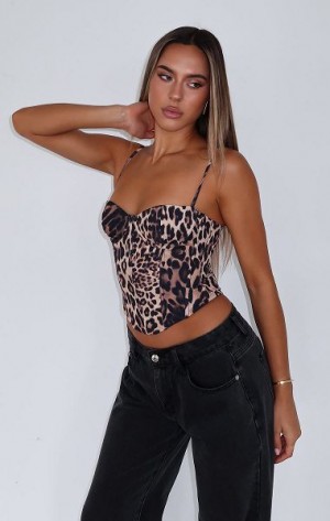 White Fox Boutique In The Morning Tank Top Black / Brown | USA-14930GHAE