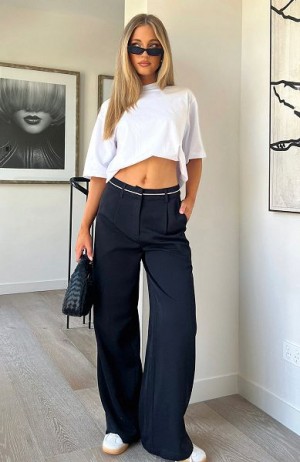 White Fox Boutique It's A Given Mid Rise Pants Black | USA-63820UYIJ