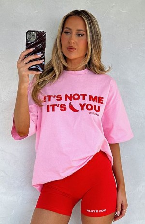 White Fox Boutique It's Not Me It's You Oversized T-shirt Pink | USA-42136LYGT