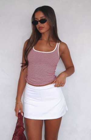 White Fox Boutique Just Like A Movie Tank Top Red Stripes | USA-08796PAJN