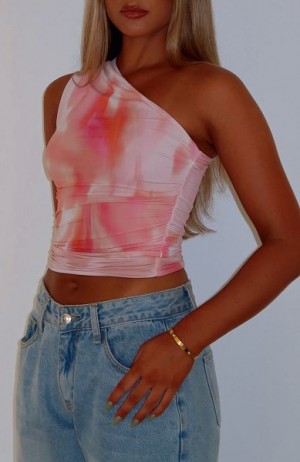 White Fox Boutique Lack Of Love One Shoulder Tops Pink | USA-40291TAEF