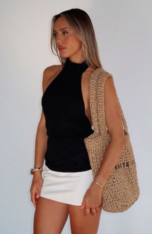 White Fox Boutique Landslide Knit Tops Black | USA-84760VTSN