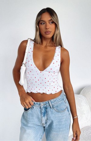 White Fox Boutique Last Lover Tops White / Red | USA-13789KSIY