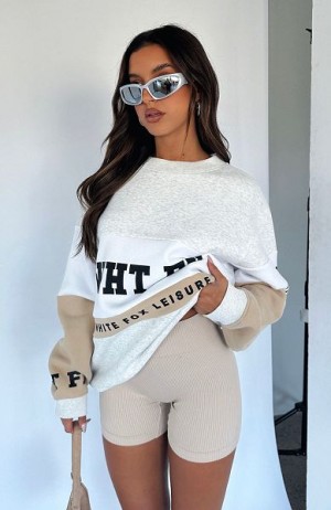 White Fox Boutique Latest And Greatest Oversized Sweaters White / Black / Yellow | USA-54961VXCP