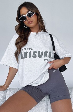 White Fox Boutique Leisure Series Oversized T-shirt Grey | USA-56104OYAX