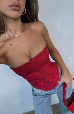 White Fox Boutique Let It Go Strapless Tank Top Dark Red | USA-58394VQFP