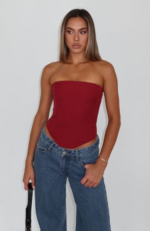 White Fox Boutique Let It Go Strapless Tank Top Burgundy | USA-64798DOYT