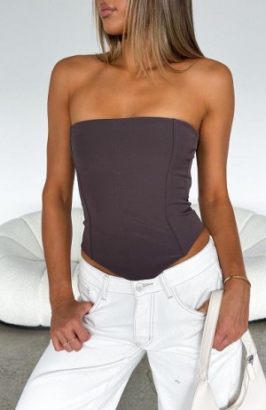 White Fox Boutique Let It Go Strapless Tank Top Chocolate | USA-23896VOIR