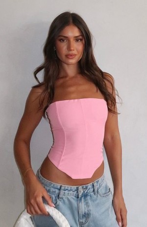 White Fox Boutique Let It Go Strapless Tank Top Pink | USA-86305DCBT