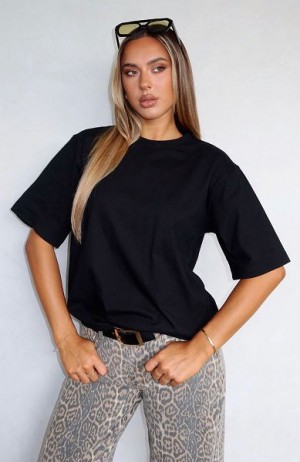 White Fox Boutique Let It Out Oversized T-shirt Black | USA-53678STDO