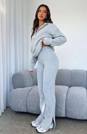 White Fox Boutique Let's Get Cosy Knit Pants Grey | USA-32471SRLO