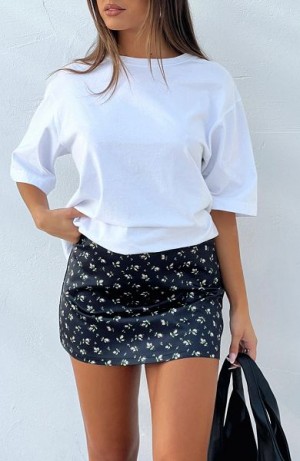 White Fox Boutique Let's Get Over It Mini Skirts Black / White | USA-05942ESWX