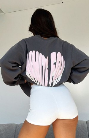 White Fox Boutique Love Burst Oversized Sweaters Grey / Pink | USA-17624UYIG