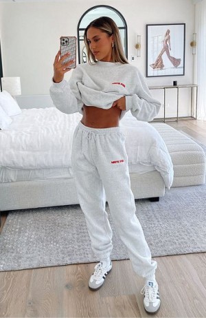 White Fox Boutique Love Club Sweatpants Grey | USA-36257SAOD