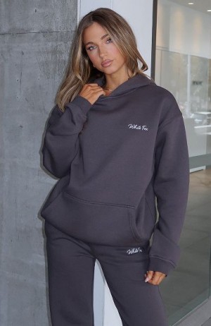 White Fox Boutique Match Your Words Oversized Hoodie Grey | USA-40372GCKF