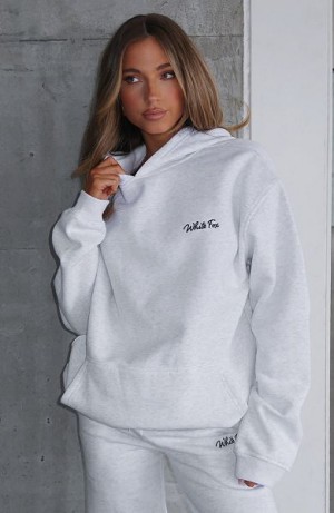 White Fox Boutique Match Your Words Oversized Hoodie Grey | USA-45238MRZL