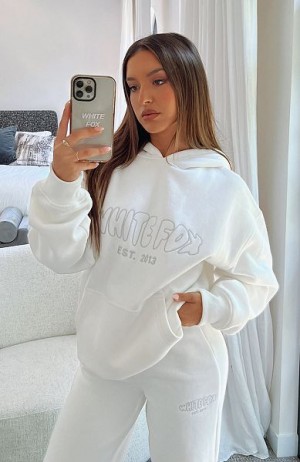 White Fox Boutique Missed Flights Oversized Hoodie White | USA-76451SNXH