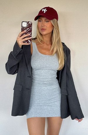 White Fox Boutique Need You To Know Ribbed Mini Dress Grey | USA-03865GJQD