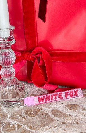 White Fox Boutique Next Level Strap Keychains Pink / Red | USA-51637EATX