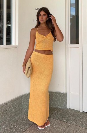 White Fox Boutique One Time Offer Crochet Maxi Skirts Yellow | USA-17968IDYX